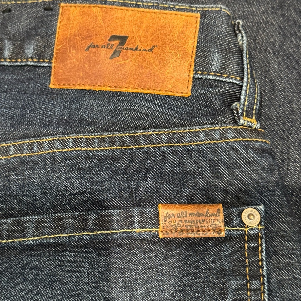 7 For All Mankind Standard Jeans 36 Dark Wash Straight Leg 100% Cotton Denim - Picture 7 of 9